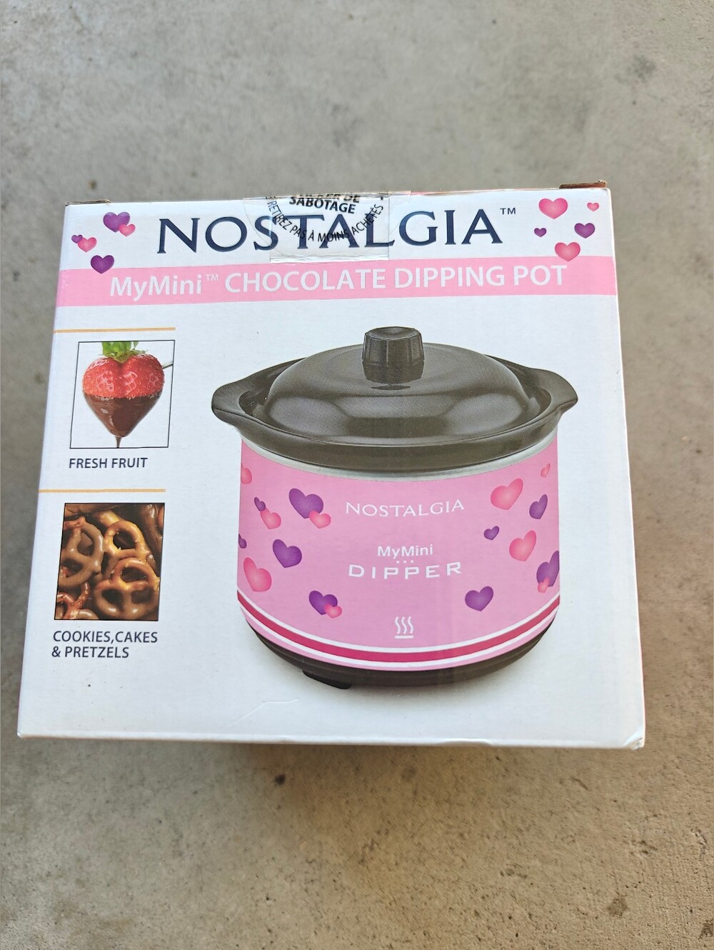 New NOSTALGIA My Mini Pink With Hearts Chocolate Dipping Pot